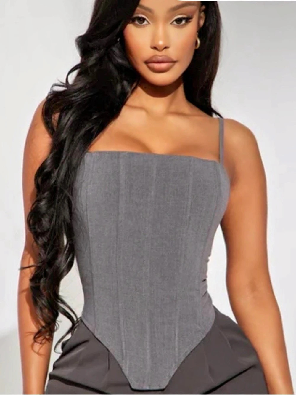 Fashion Nova A Jackpot Corset Top Gray Small NWT